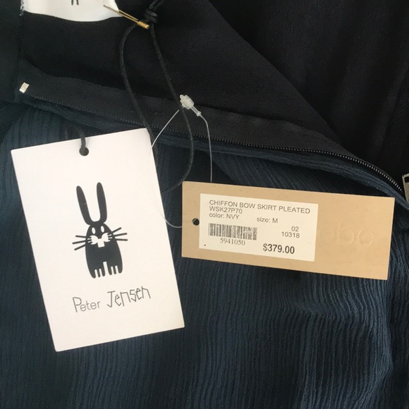 Peter Jensen chiffon bow pleated navy blue skirt - Picture 5 of 8